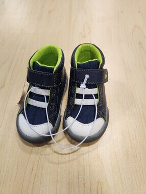 Baby Toddler See Kai Run Basics Belmont Sneakers navy/lime size 4 (Eur 20) NIB